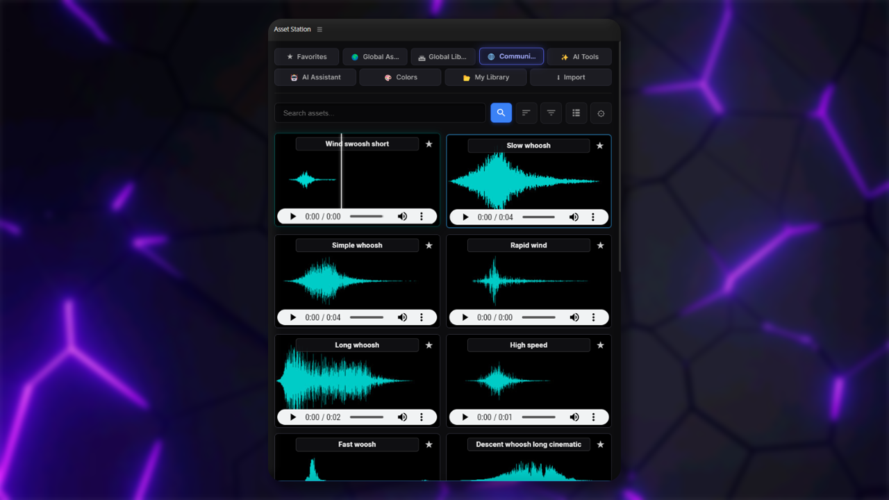 Asset Station Community Presets, Audio, and Template Hub