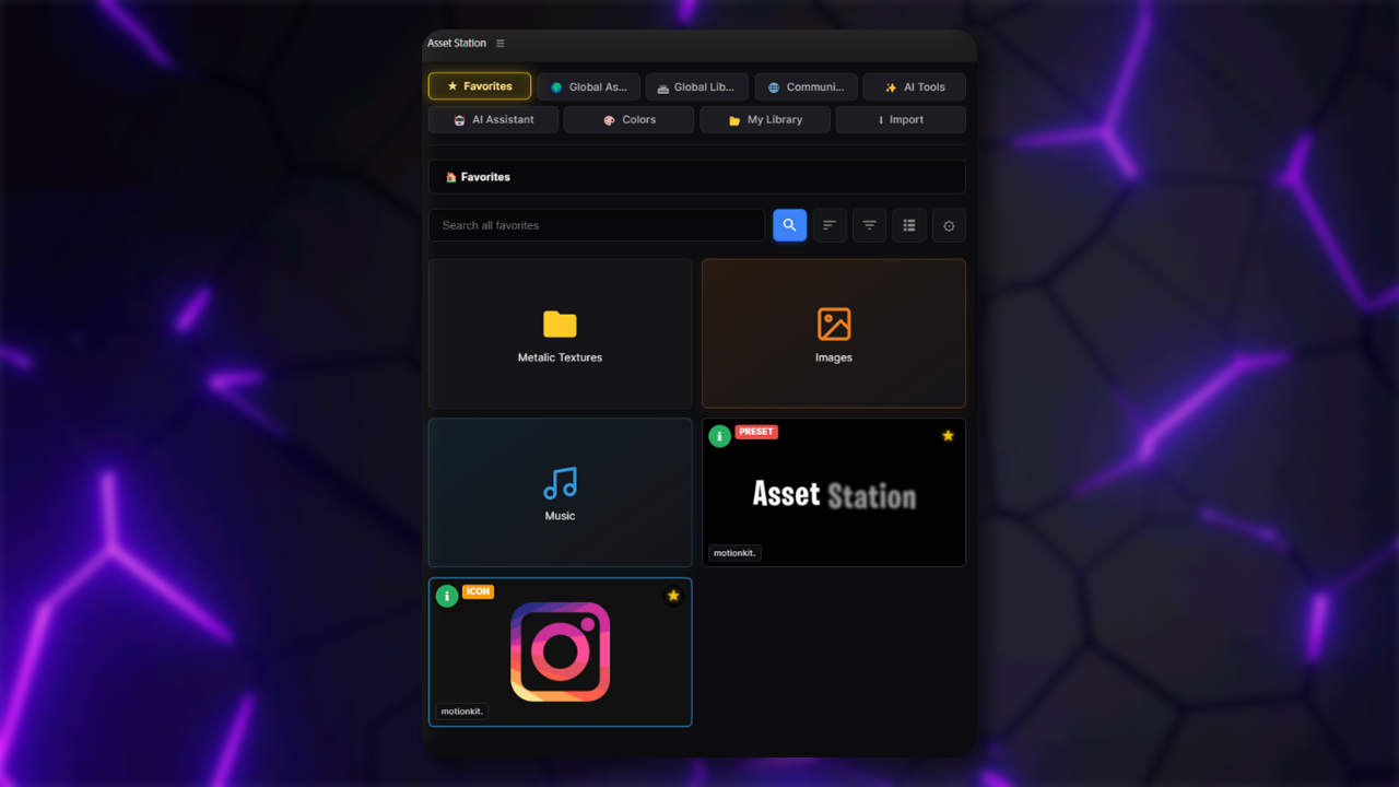 Asset Station Smart Favorites and Asset Library Management